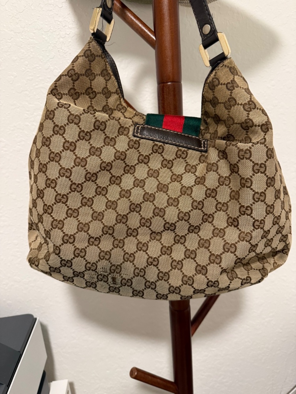 Gucci New Ladies Web GG Canvas Large Hobo Bag 211933 Brown Beige Vintage - Picture 7 of 8